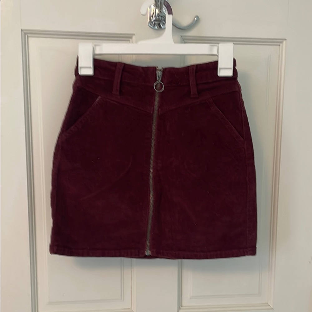 Burgundy Suede Mini Skirt